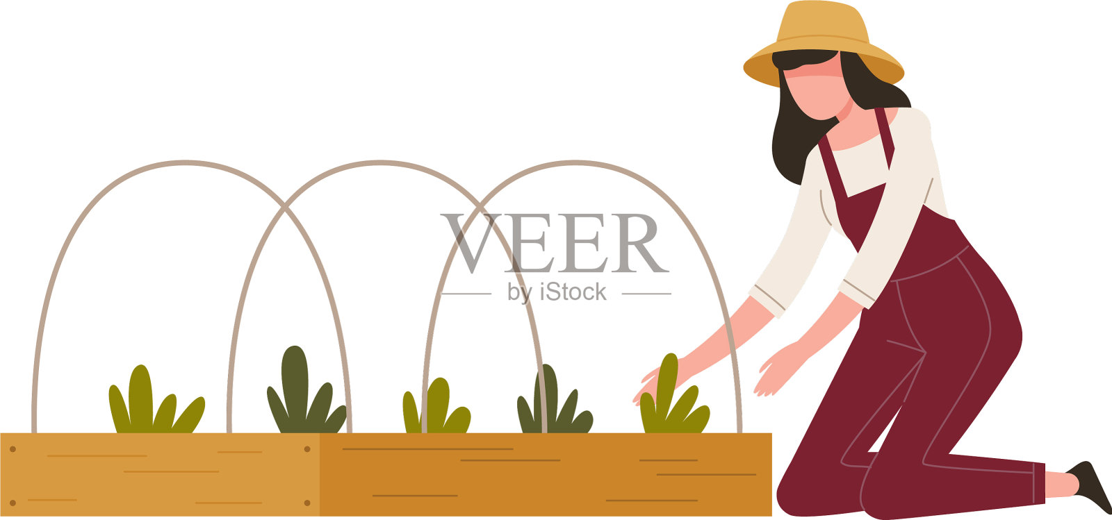 农妇戴着草帽耕田设计元素图片