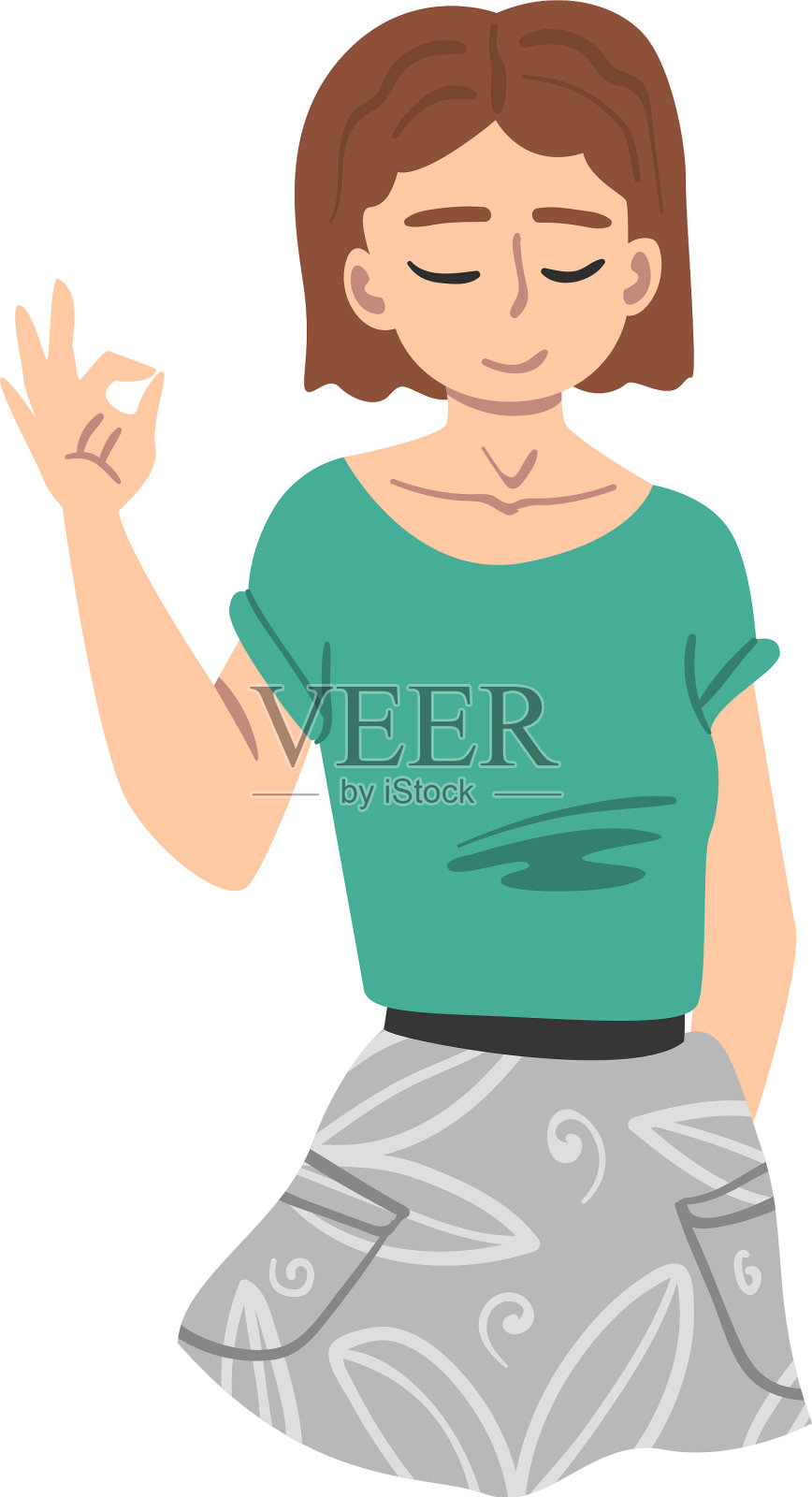 微笑的女性，表示同意或同意的手势设计元素图片