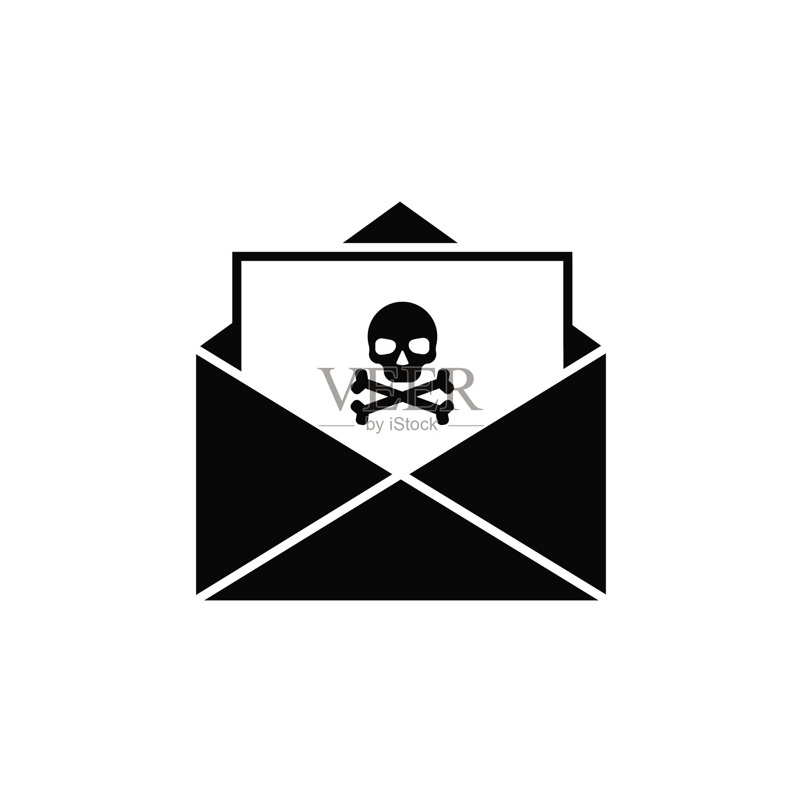 发垃圾邮件给一个带骷髅头的信封图标素材