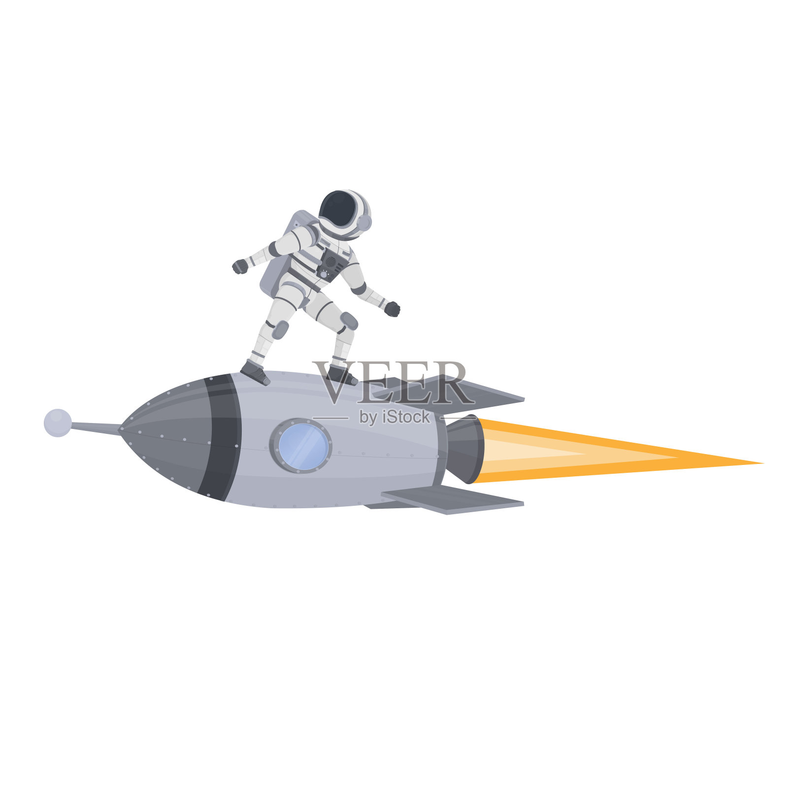 宇航员乘坐火箭的飞行插画图片素材
