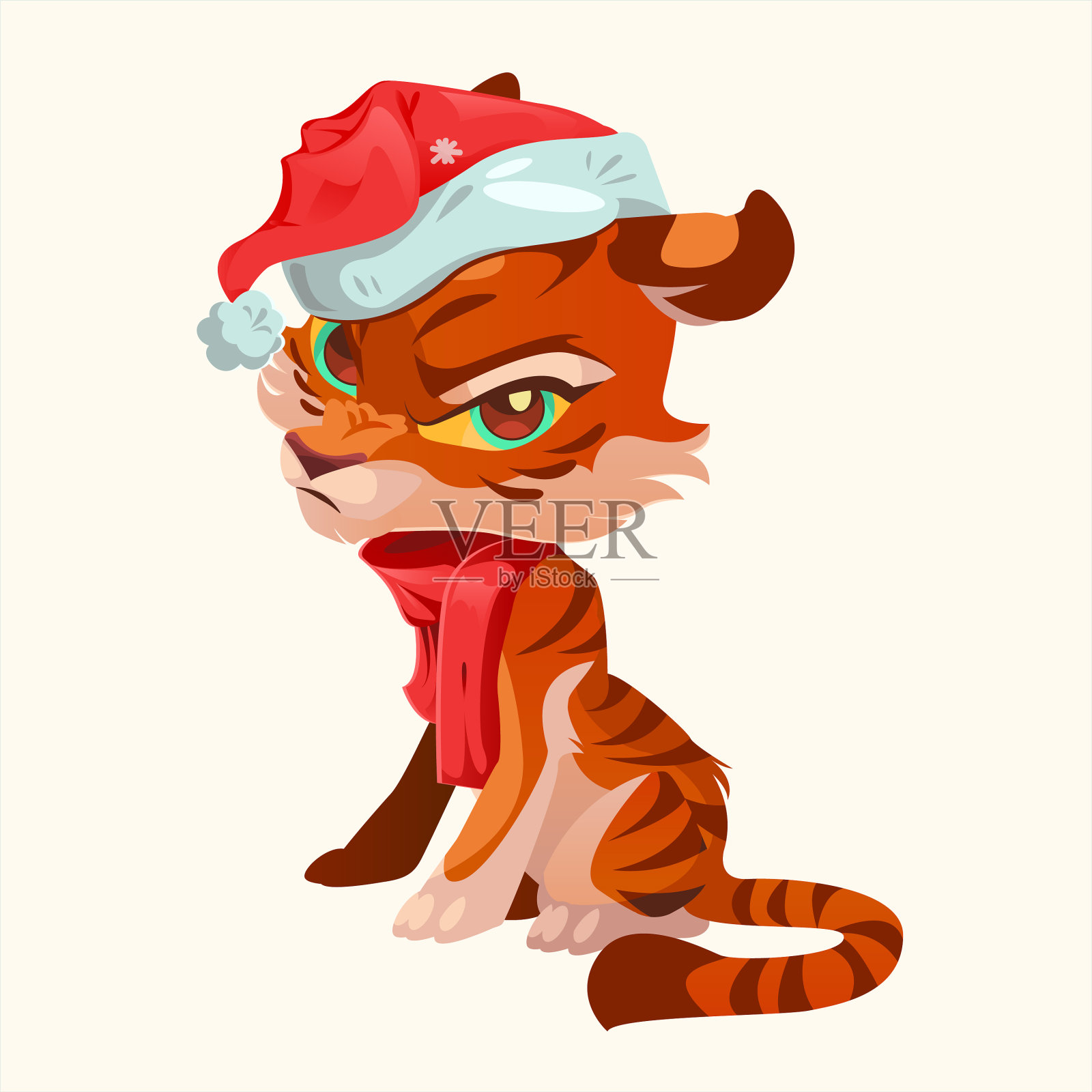 可爱的老虎卡通吉祥物插图插画图片素材