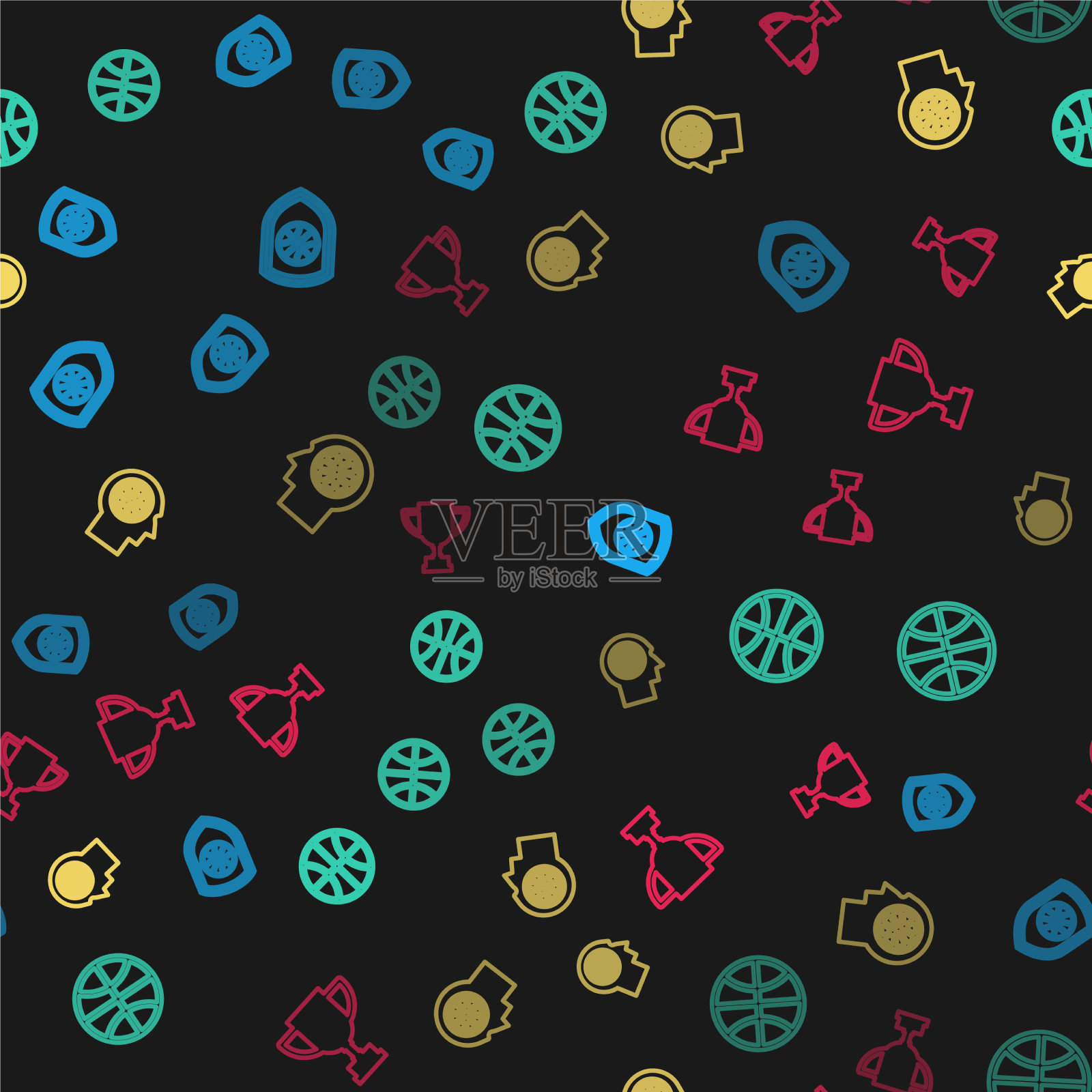 在篮球篮球中设置线盾图标素材