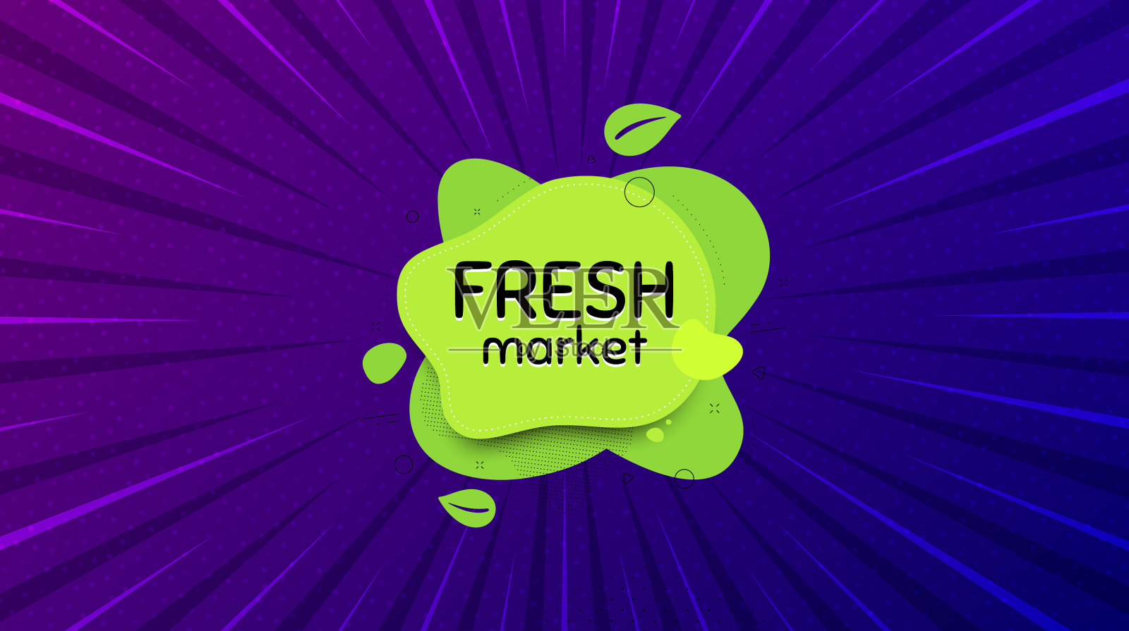 新鲜市场食品横幅有机生物产品标签设计模板素材