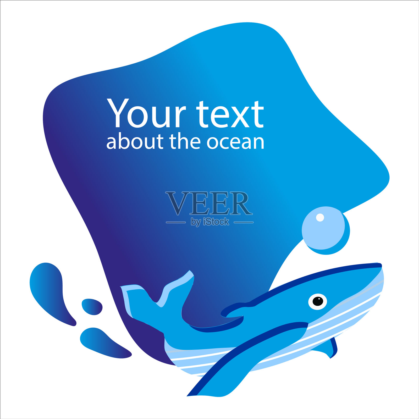 鲸和飞溅图像模板上的白色插画图片素材