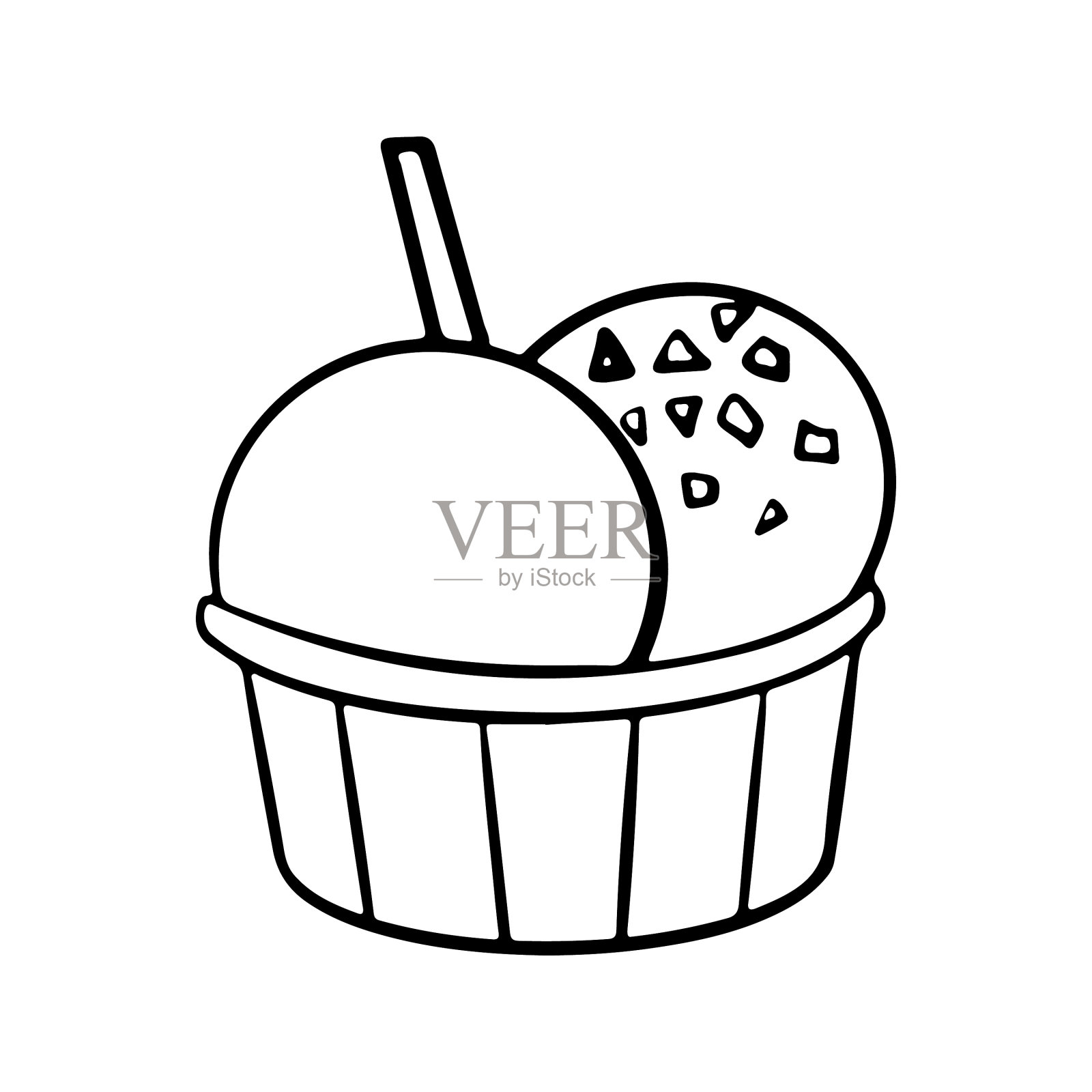 纸碗里的手绘冰淇淋设计元素图片