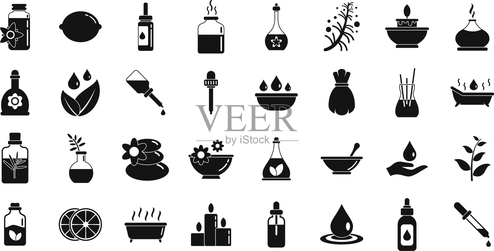 精油图标设置简单的风格图标素材
