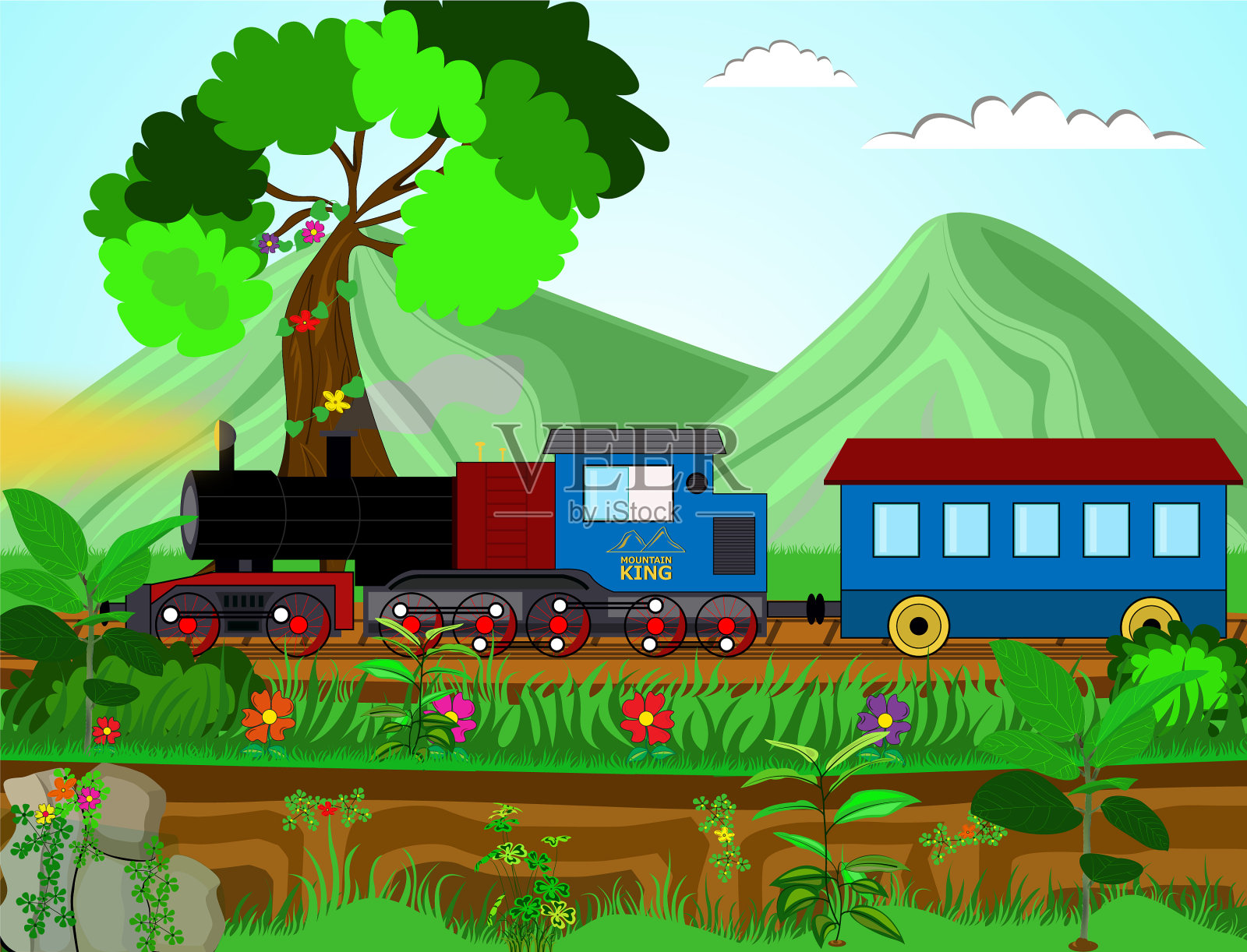 山与训练插画图片素材