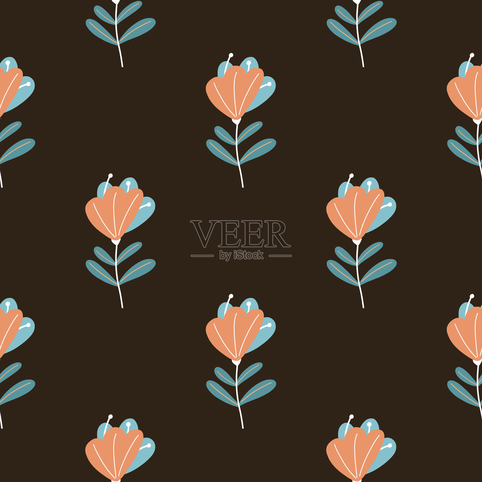 抽象的橘色涂鸦花插画图片素材