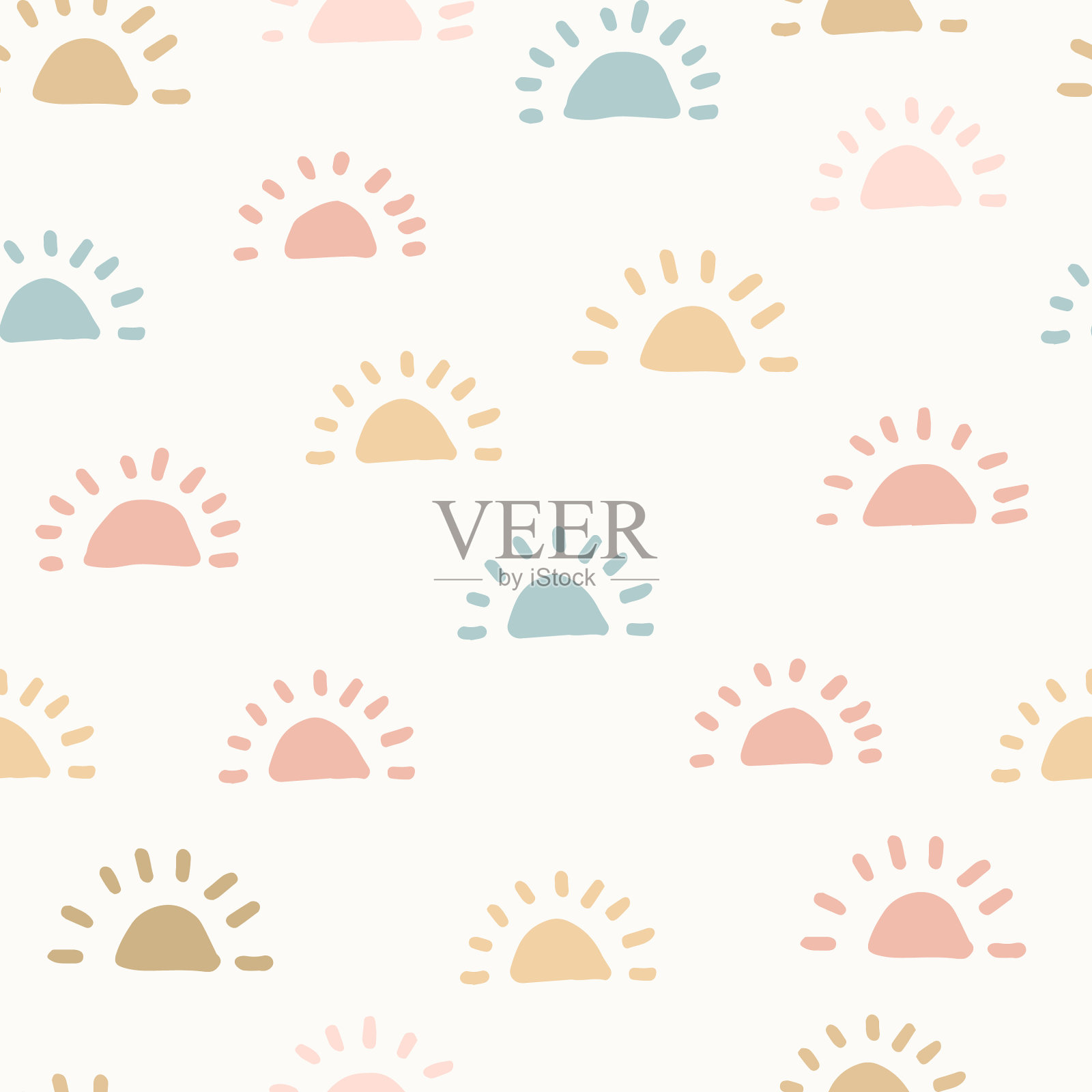 手绘现代涂鸦无缝模式粉彩插画图片素材