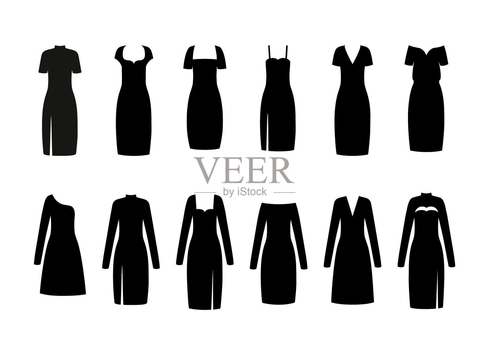 黑色小礼服女人的衣服插画图片素材