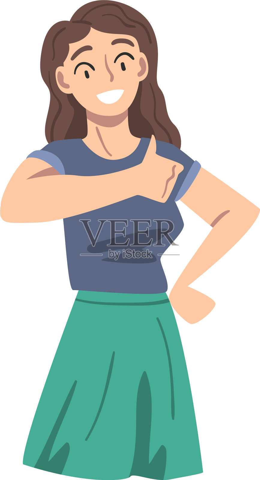 微笑的女性竖起大拇指的姿势设计元素图片