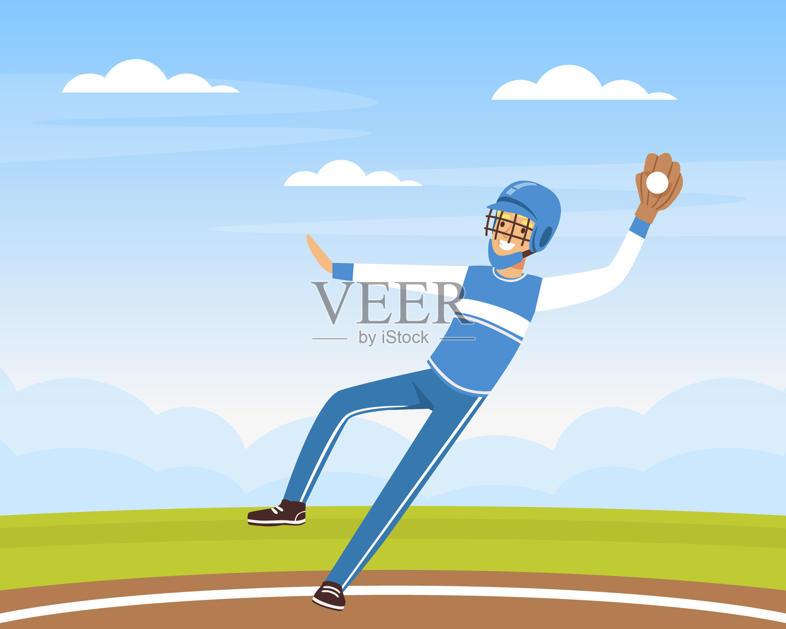 打棒球或棒球棒的年轻人插画图片素材