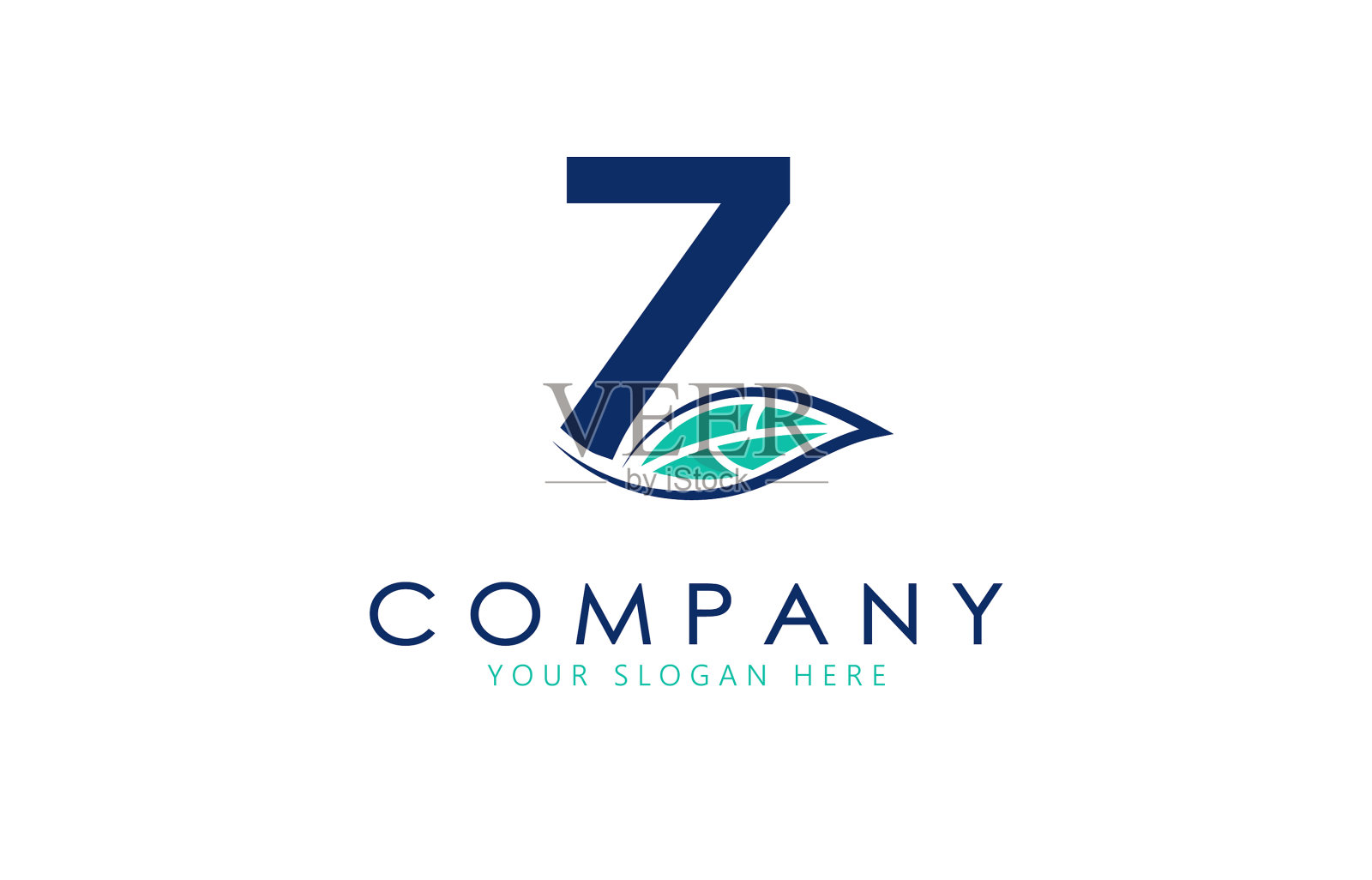 Z字母标志与叶子插画图片素材