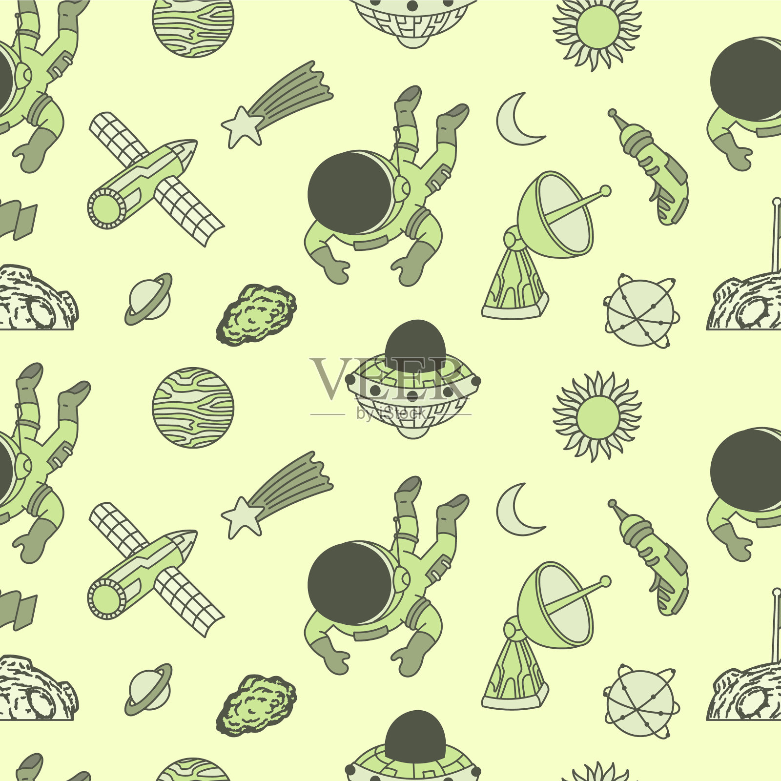 手绘宇航员无缝模式插画图片素材