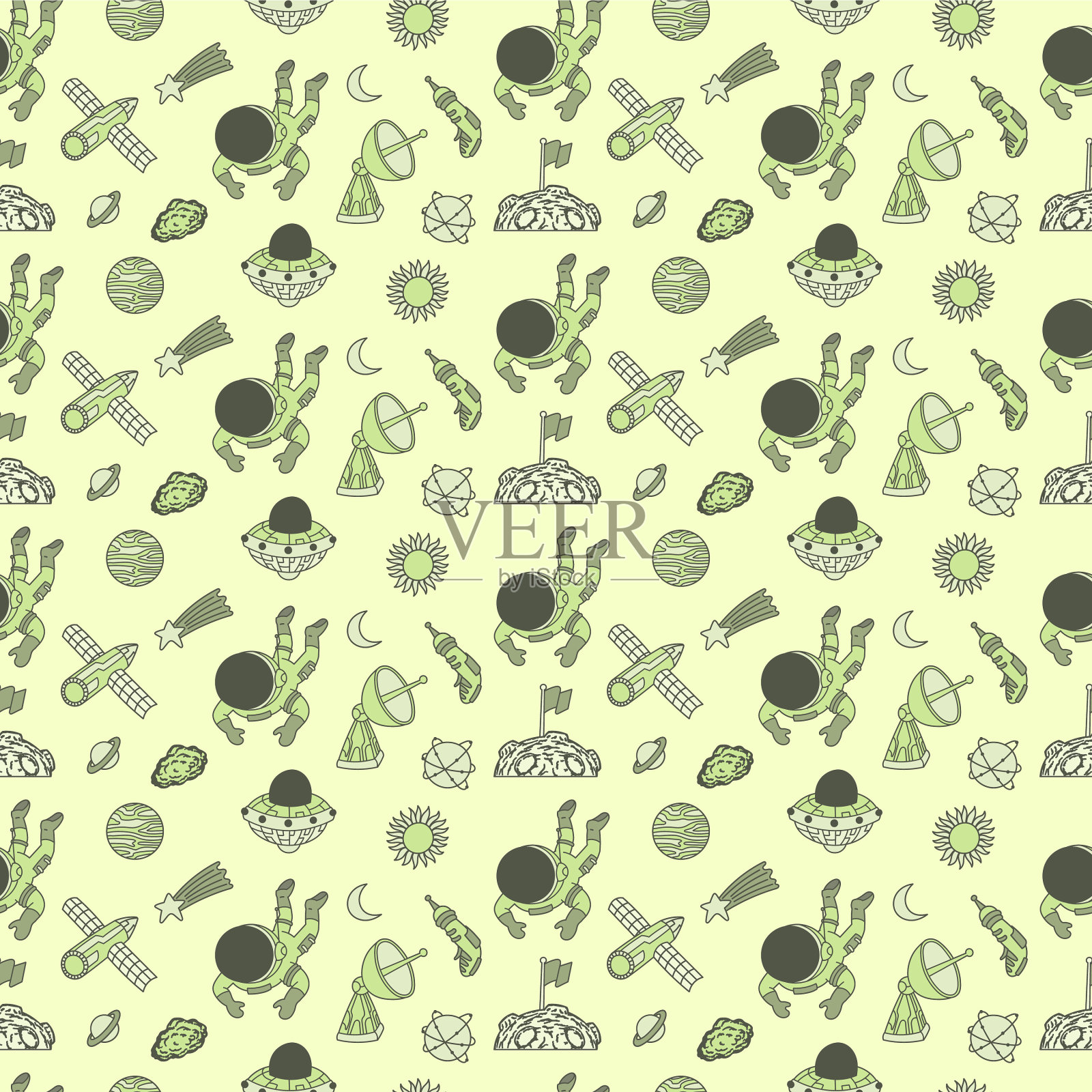 手绘宇航员无缝模式插画图片素材