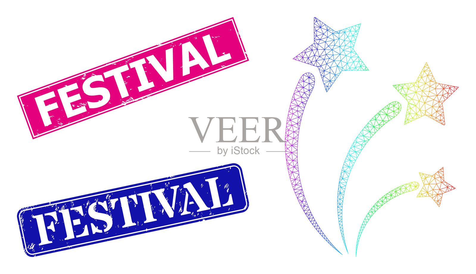 橡胶节徽章和光谱网梯度插画图片素材