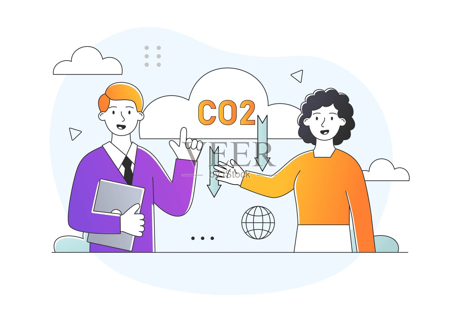 二氧化碳排放的概念插画图片素材