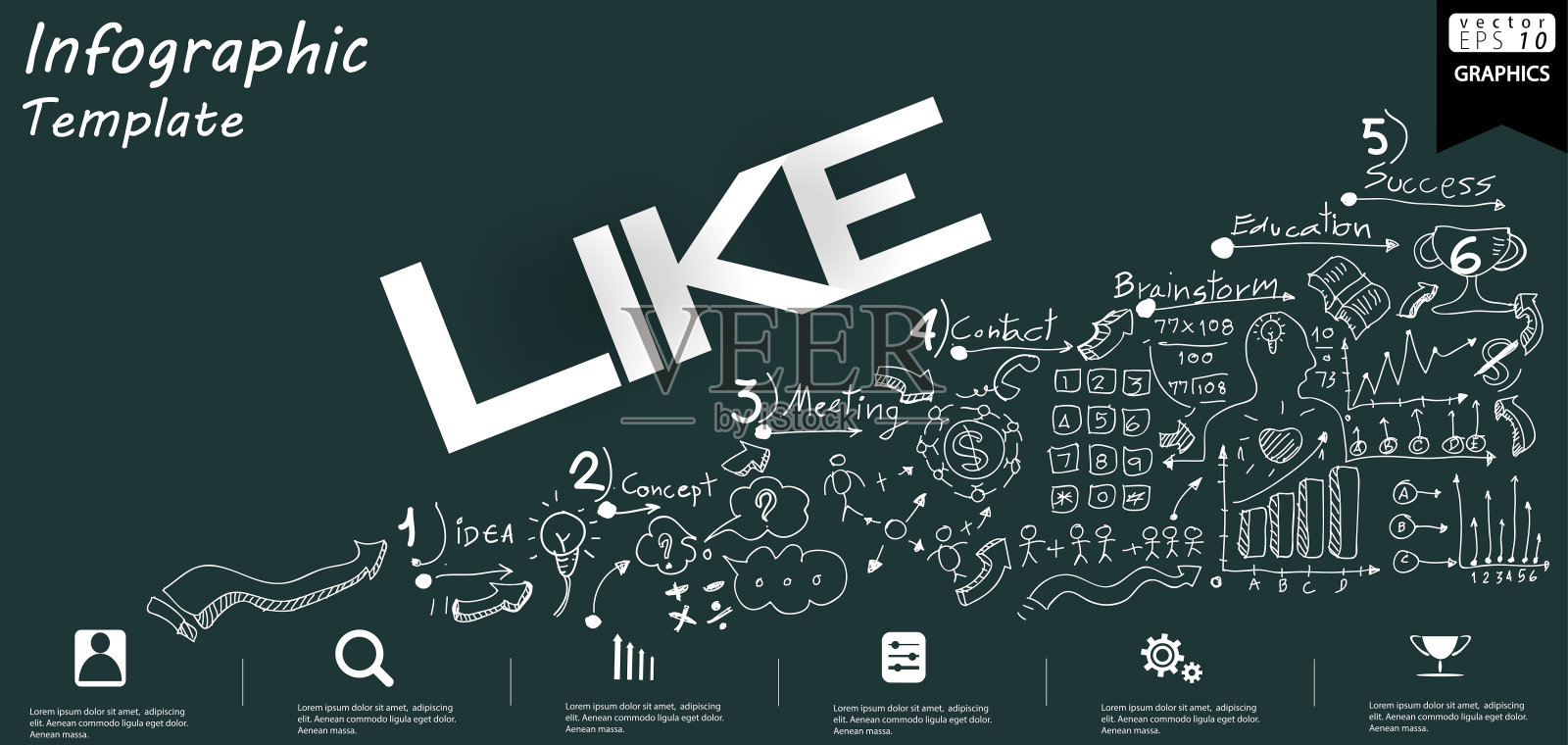 插画业务。设计创意和概念思维。为了成功，计划，思考，搜索，分析，沟通，未来的想法，创新的技术现代。插画图片素材