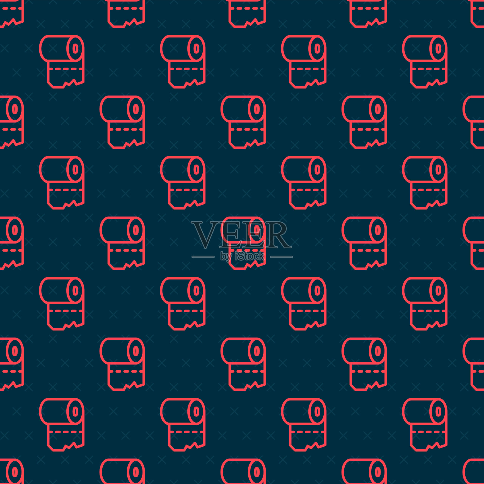 红线厕纸卷图标隔离无缝插画图片素材