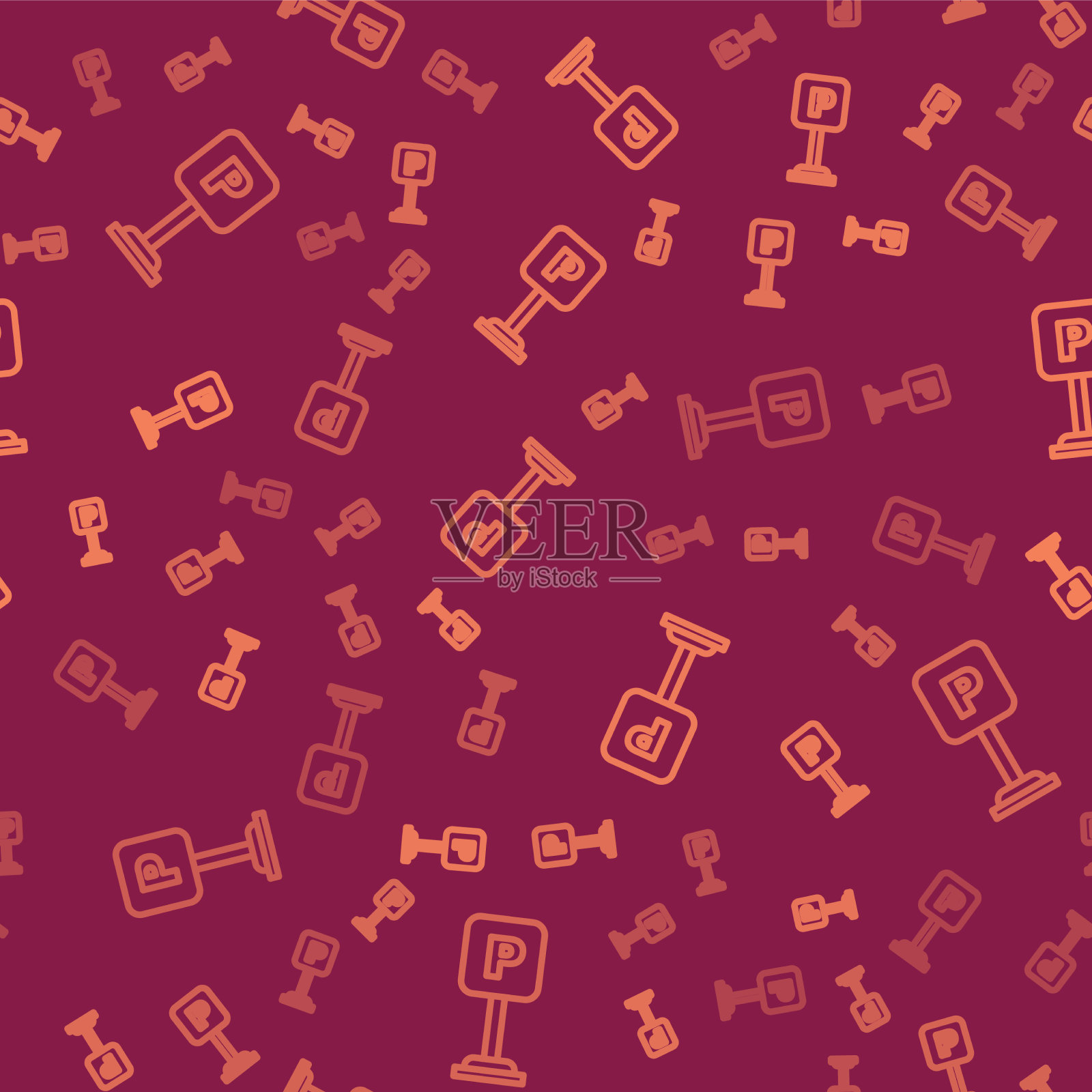 棕色线停车图标隔离无缝模式插画图片素材