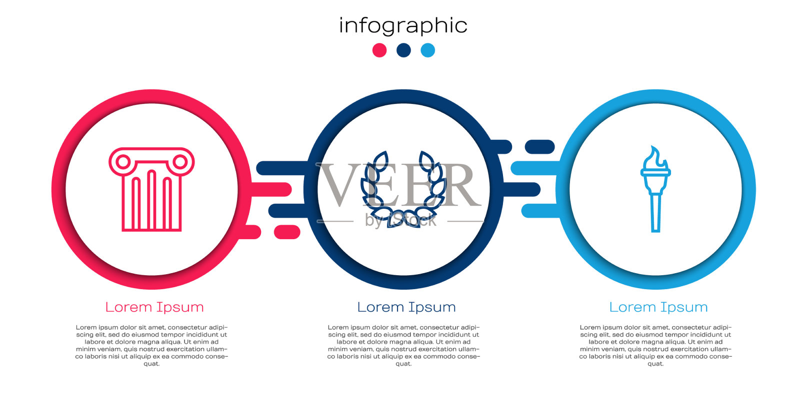 立行古柱月桂花冠和火炬插画图片素材