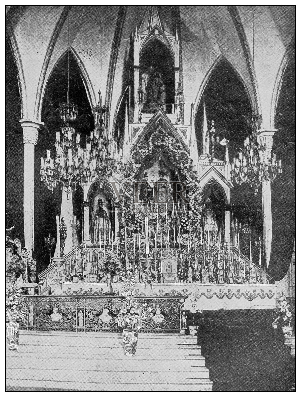 古董黑白照片:菲律宾马尼拉圣多明戈教堂照片摄影图片