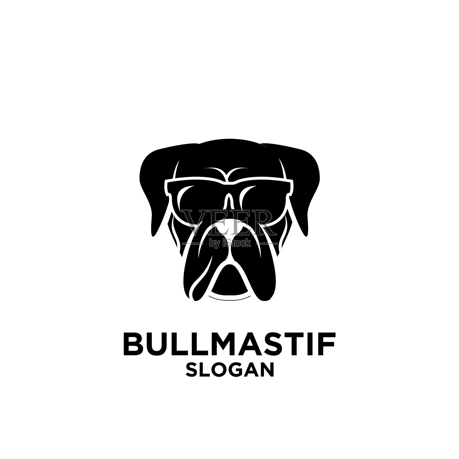 斗牛犬头犬标志设计插画图片素材