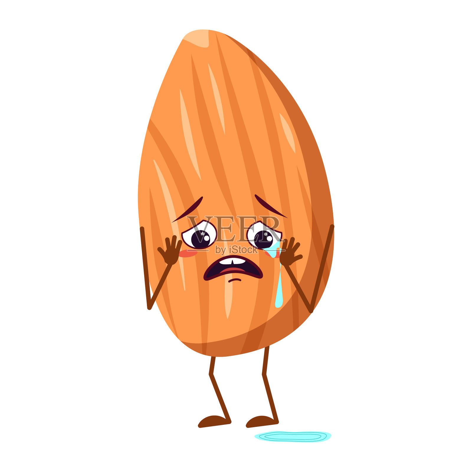 可爱的杏子性格带着哭闹和眼泪设计元素图片