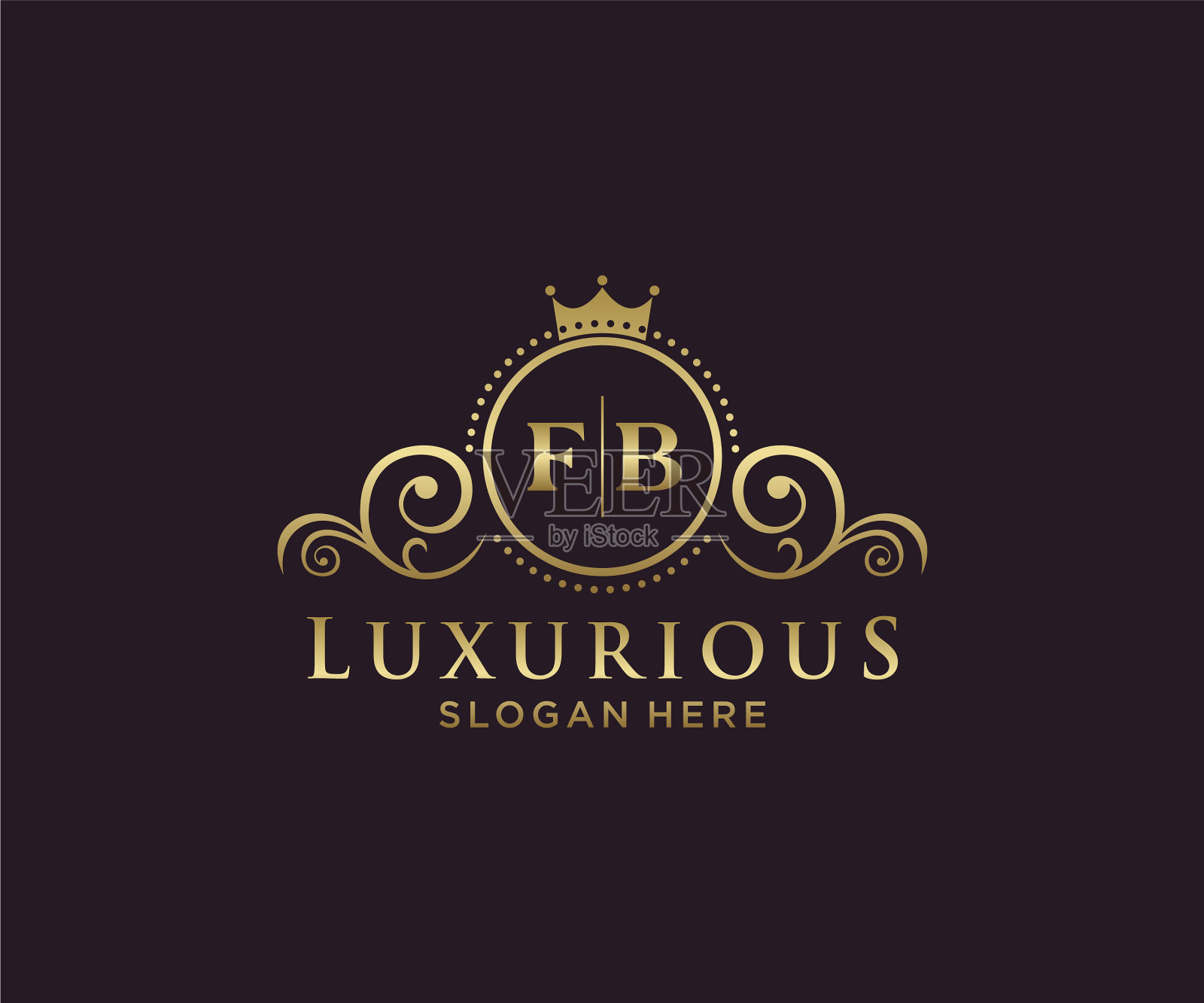 首字母fb皇家奢侈标志模板插画图片素材