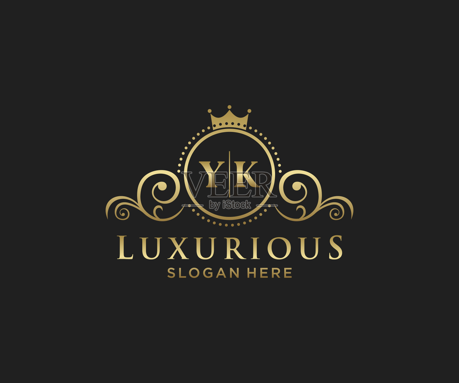 首字母yk皇家奢侈标志模板插画图片素材