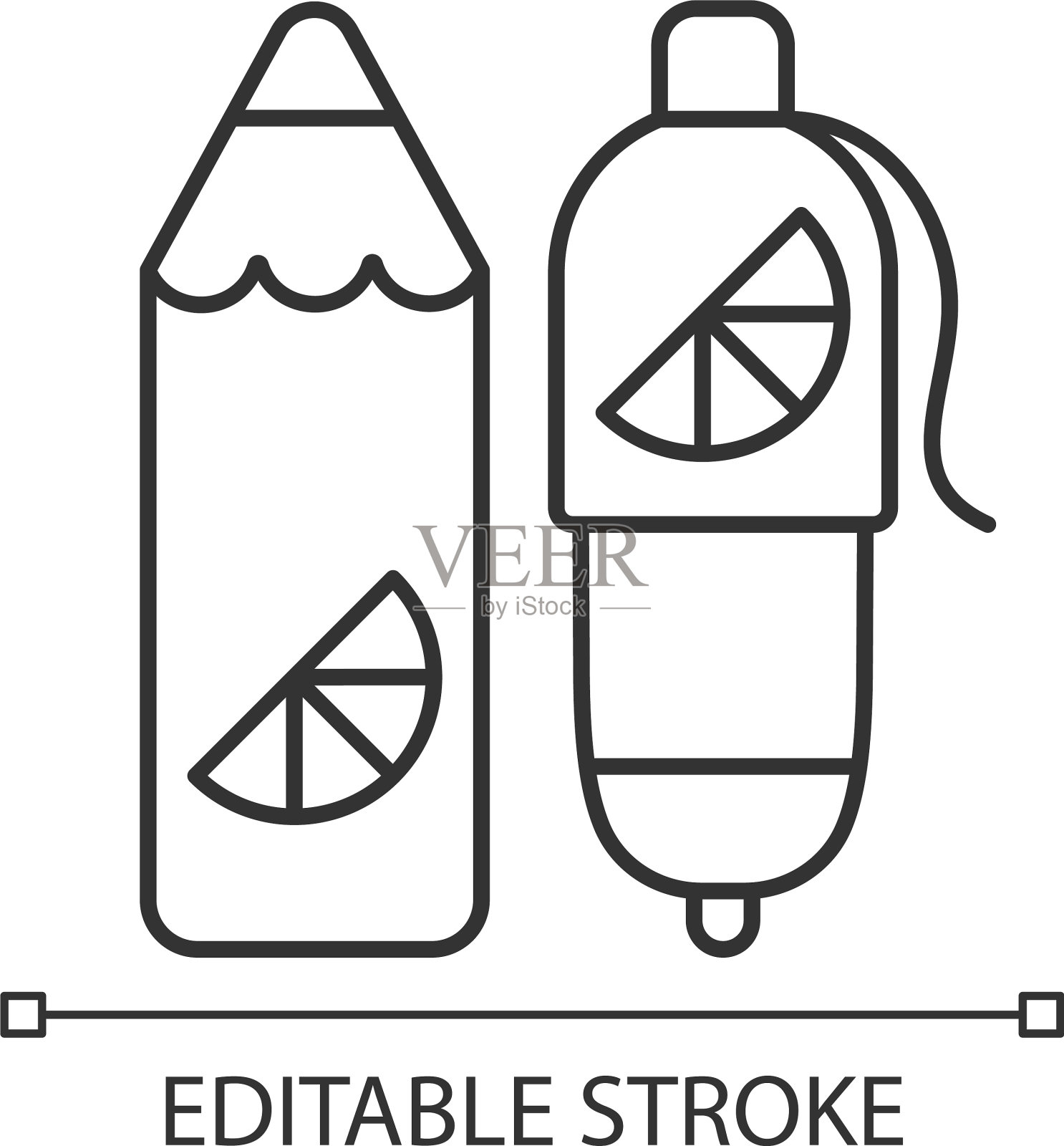 品牌钢笔和铅笔线性图标插画图片素材