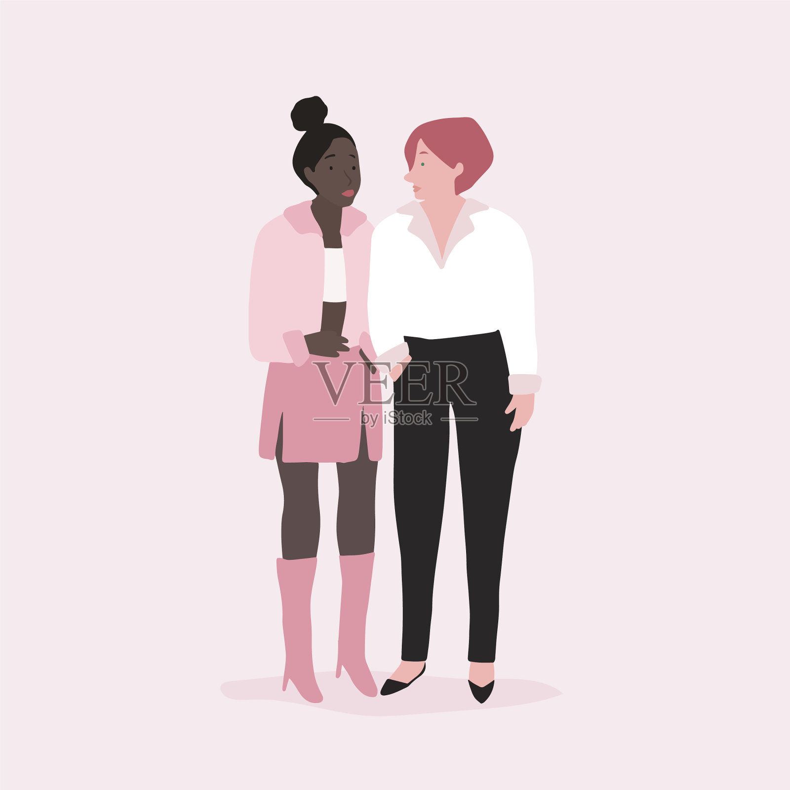 两个不同的独立女性插画图片素材