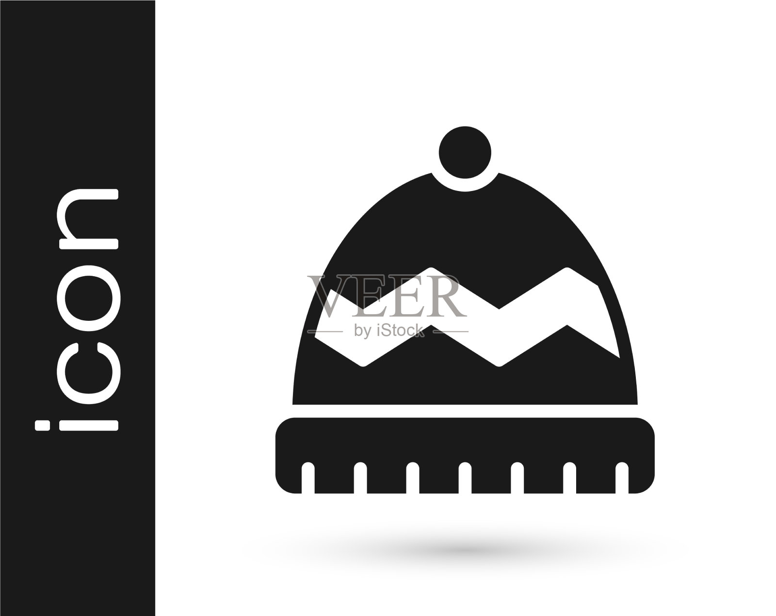 黑色冬季帽子图标孤立在白色背景图标素材