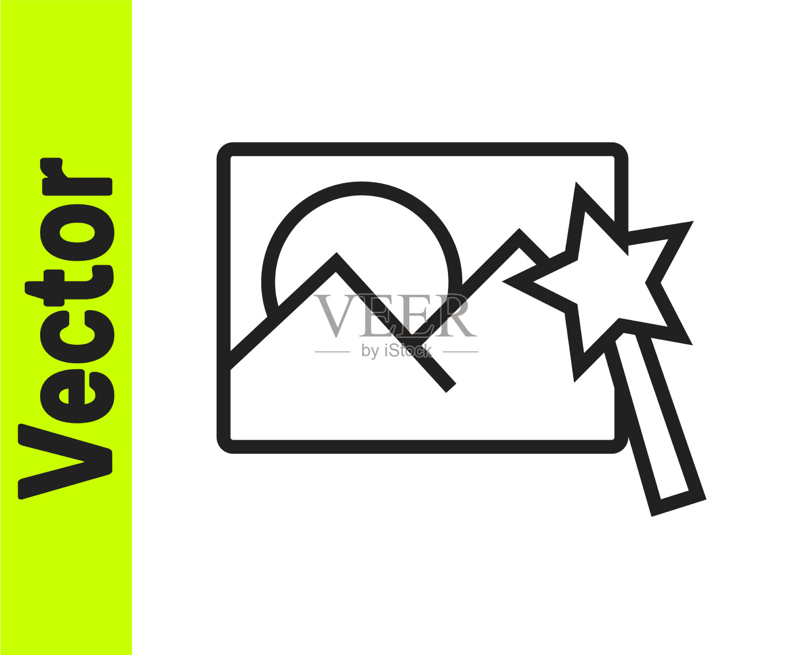 黑线照片修饰图标孤立在白色图标素材