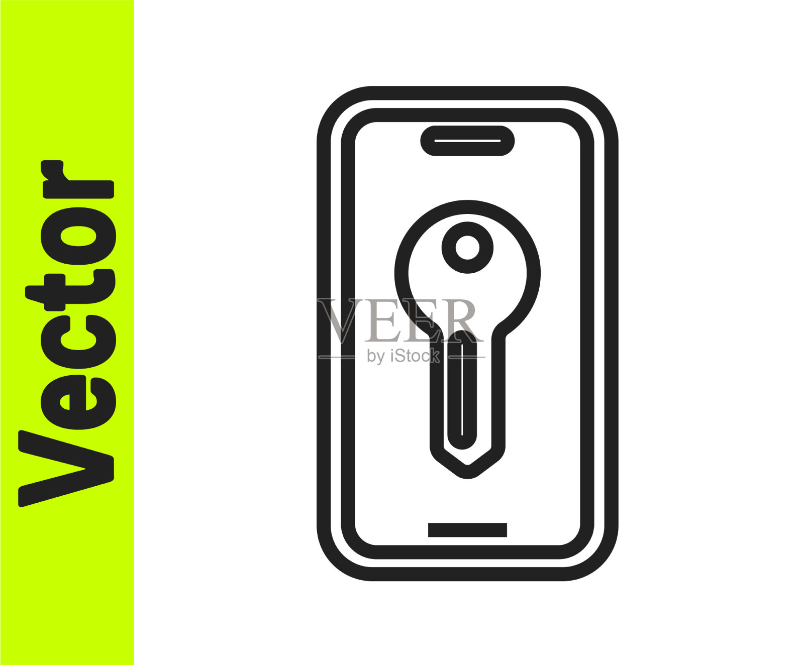 黑线智能键图标隔离白色插画图片素材