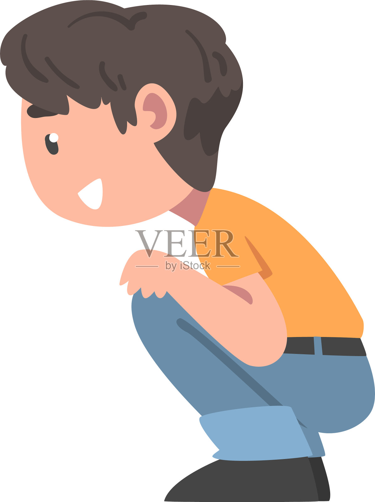 小男孩坐着看东西设计元素图片