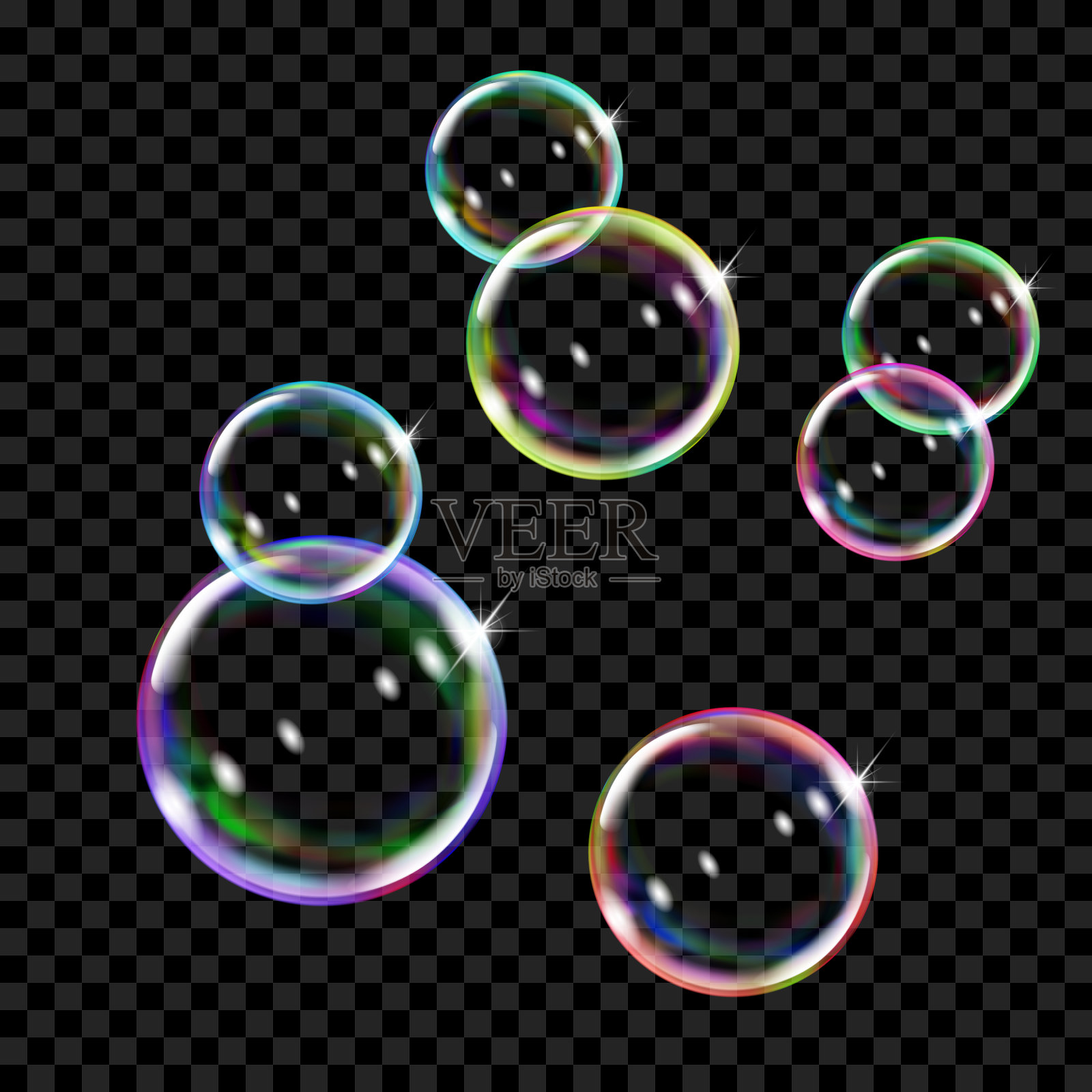 彩色的肥皂泡插画图片素材