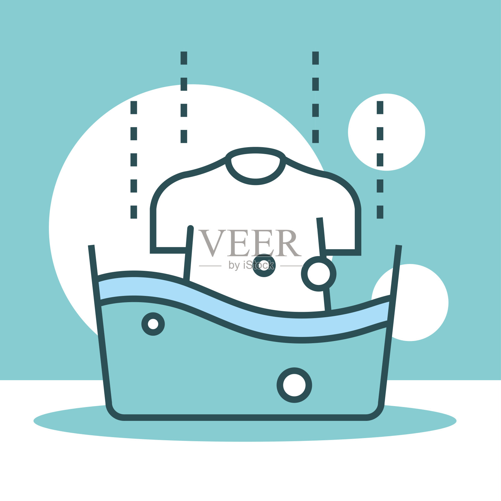 带衬衫的洗衣盆插画图片素材