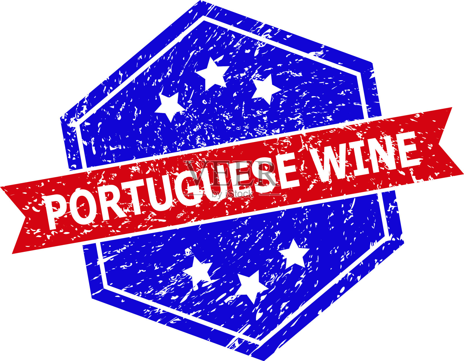 六角双色葡萄牙葡萄酒邮票设计元素图片
