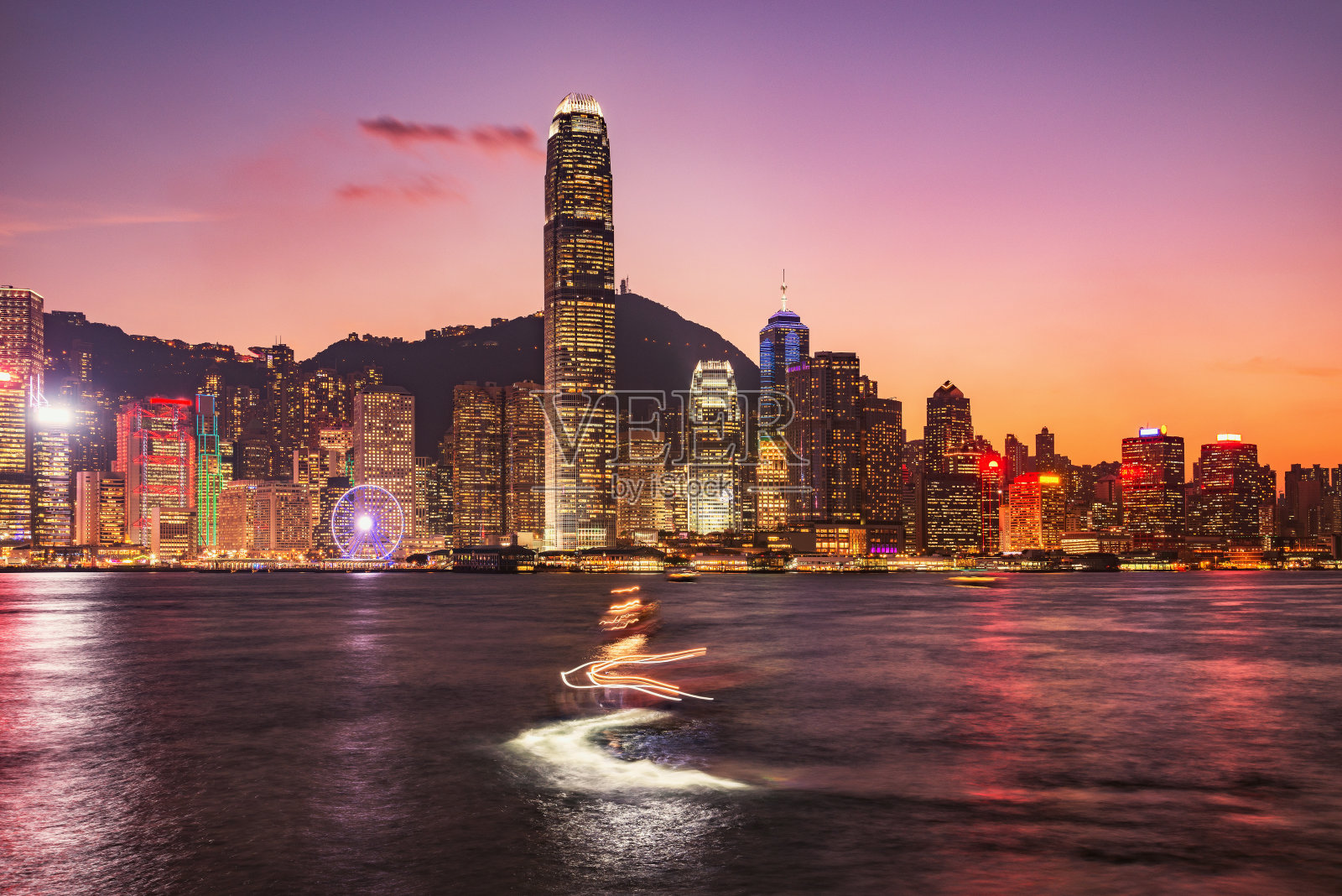 香港城市夜景。照片摄影图片