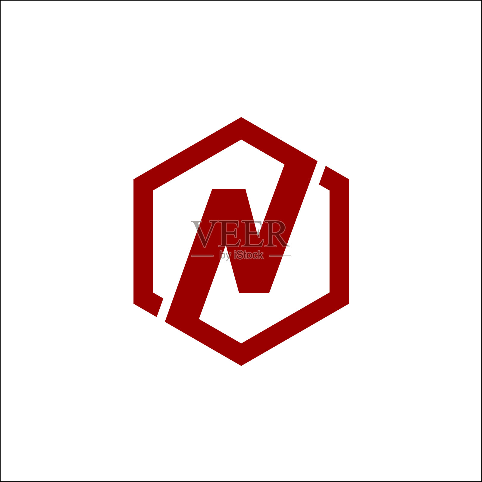 六边形N字母矢量标志插画图片素材