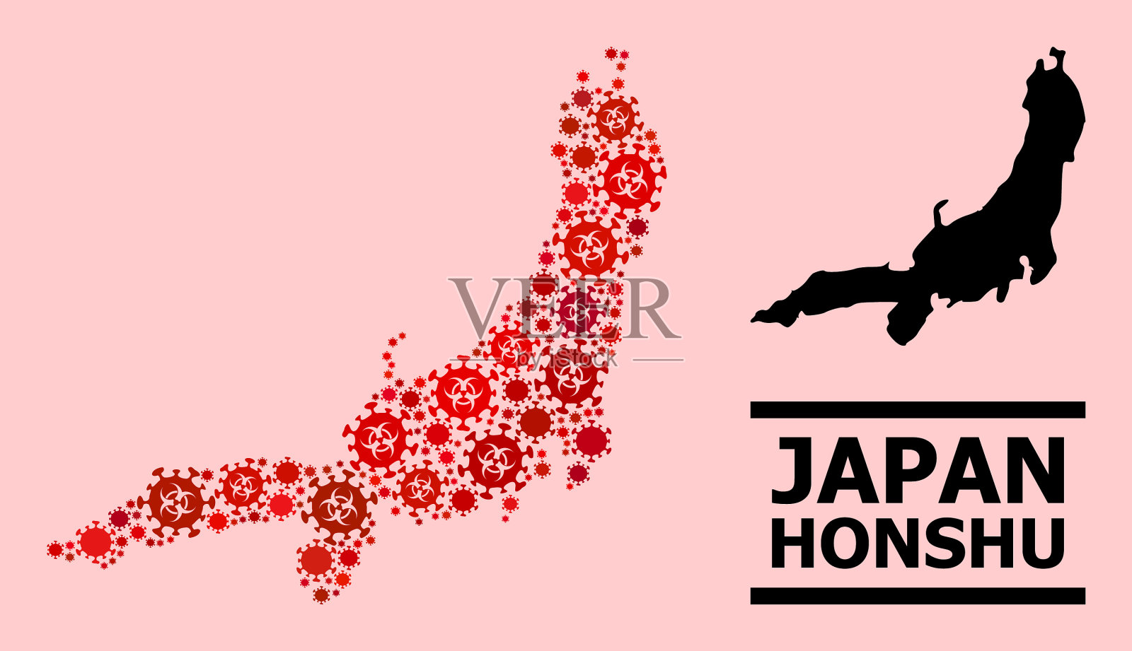 地图本州岛-马赛克2019插画图片素材