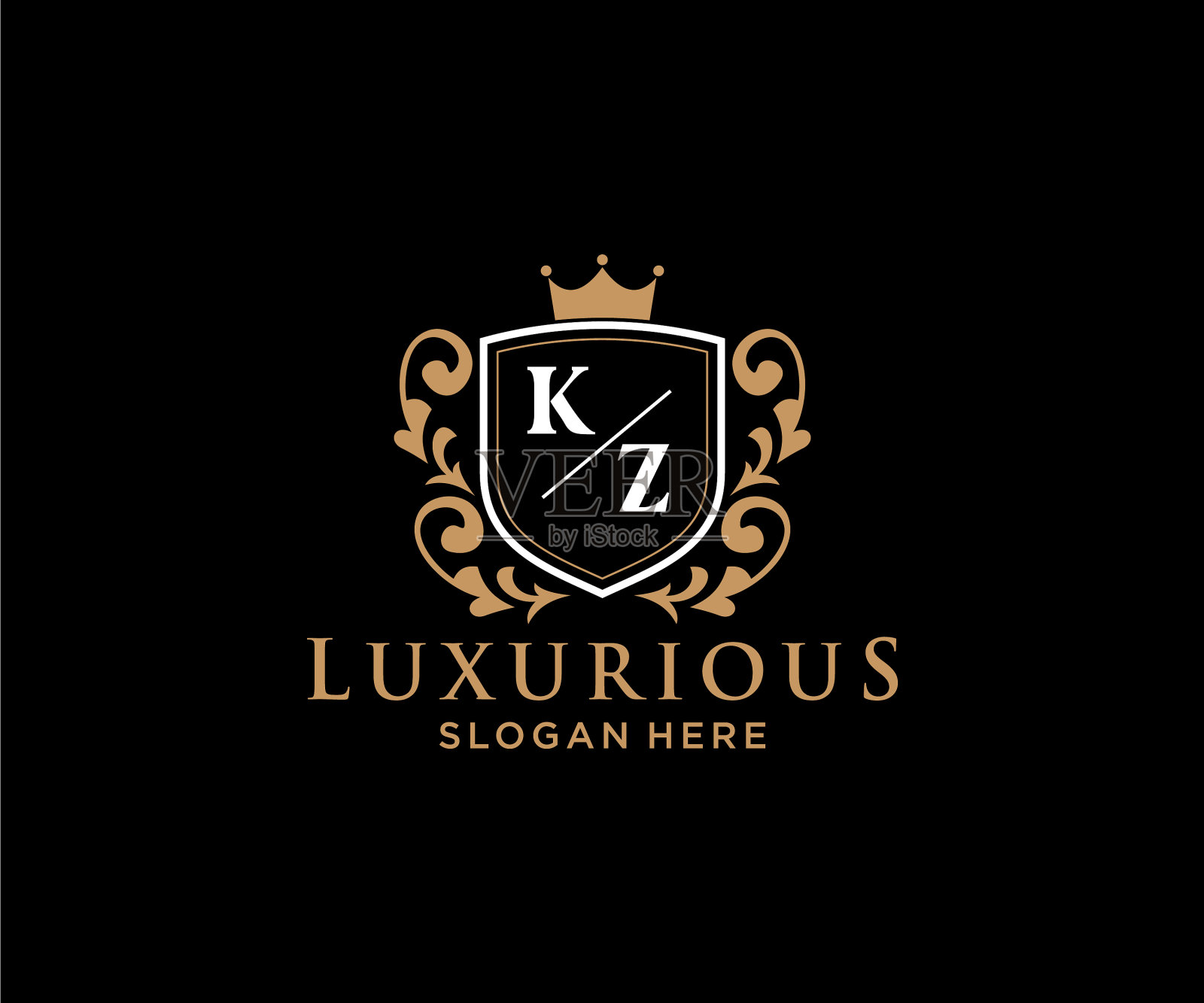 首字母kz皇家豪华标志模板插画图片素材