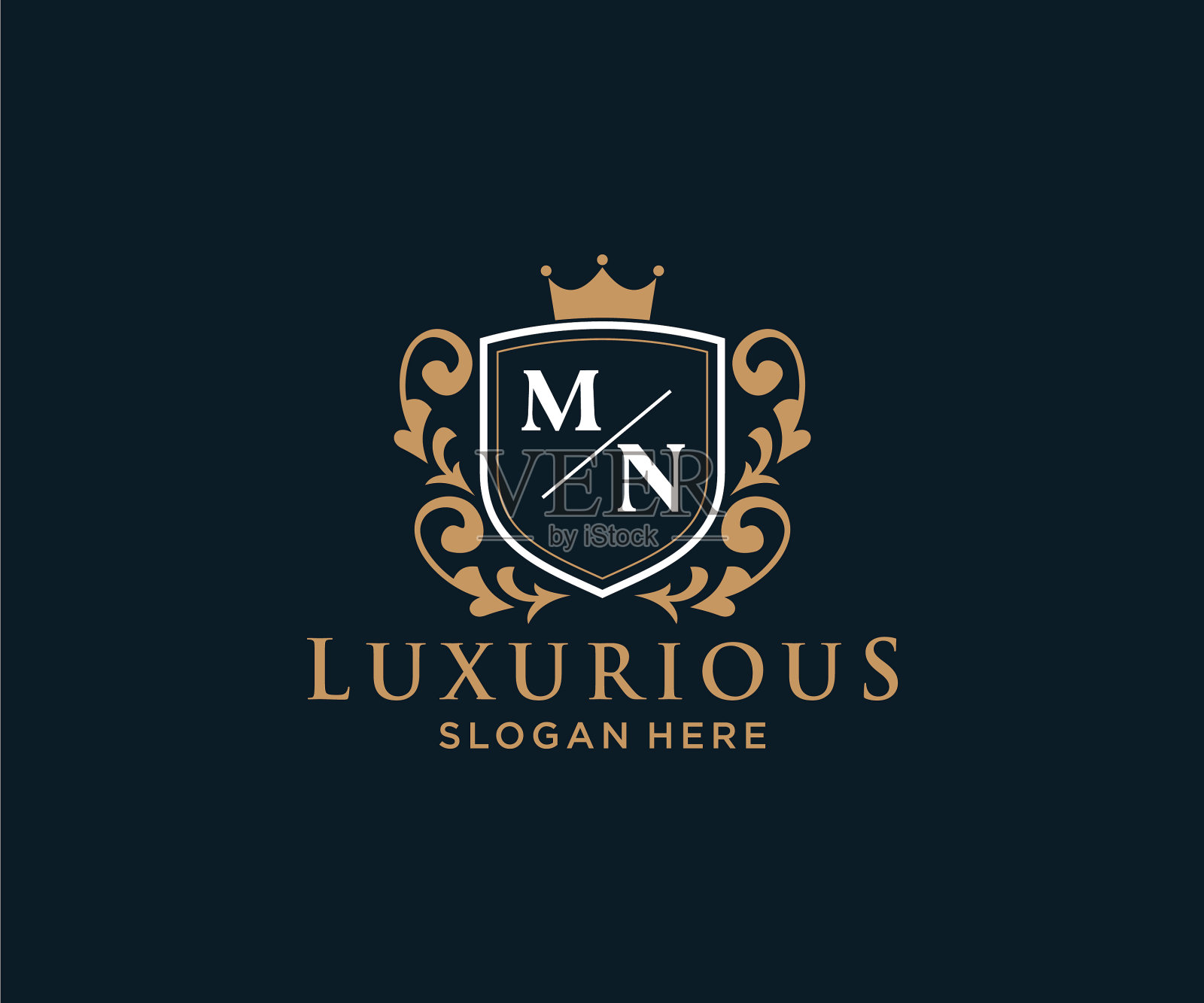 首字母mn皇家奢侈标志模板插画图片素材