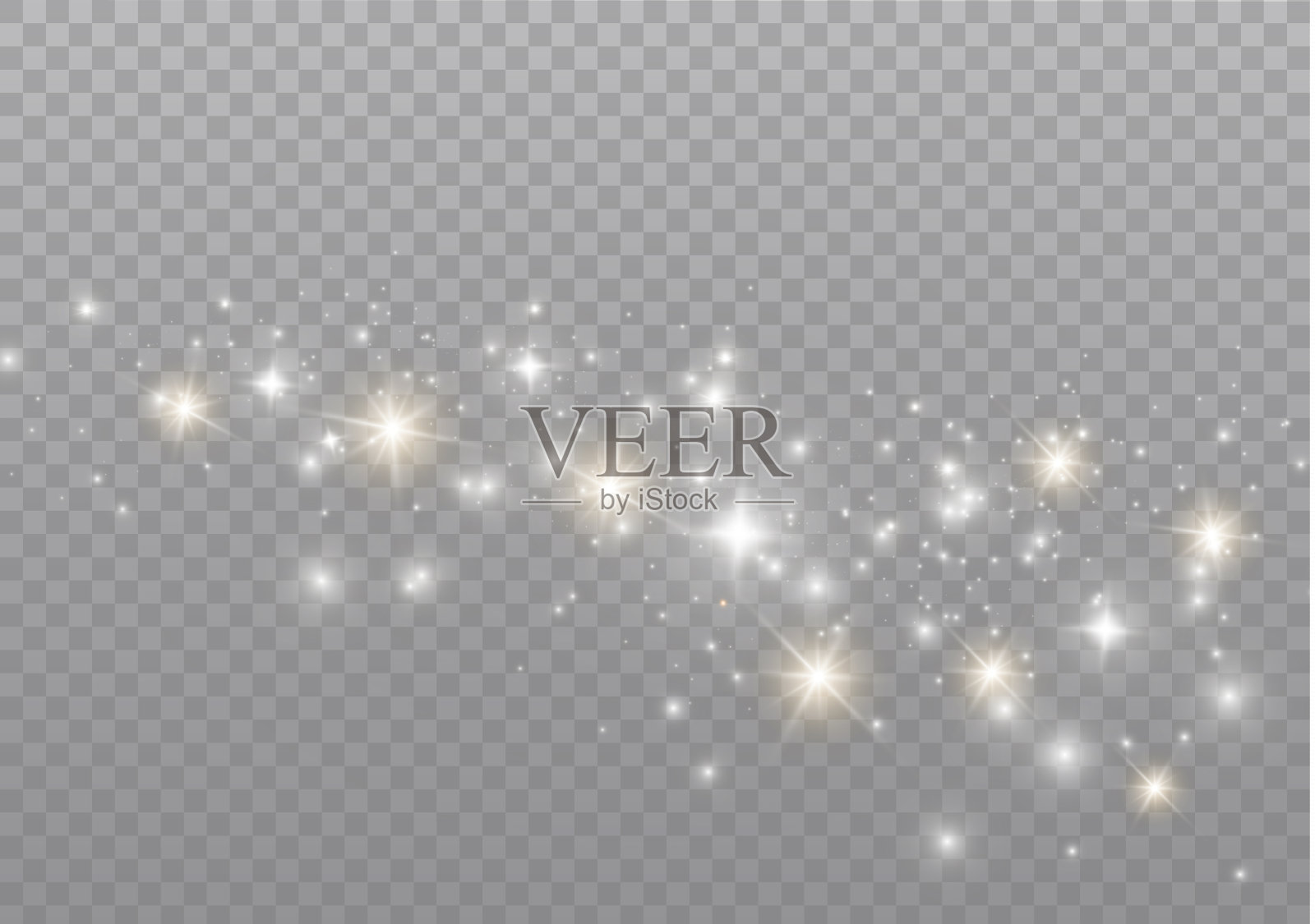 尘埃迸出火花，金色的星星闪烁着特殊的光芒。插画图片素材