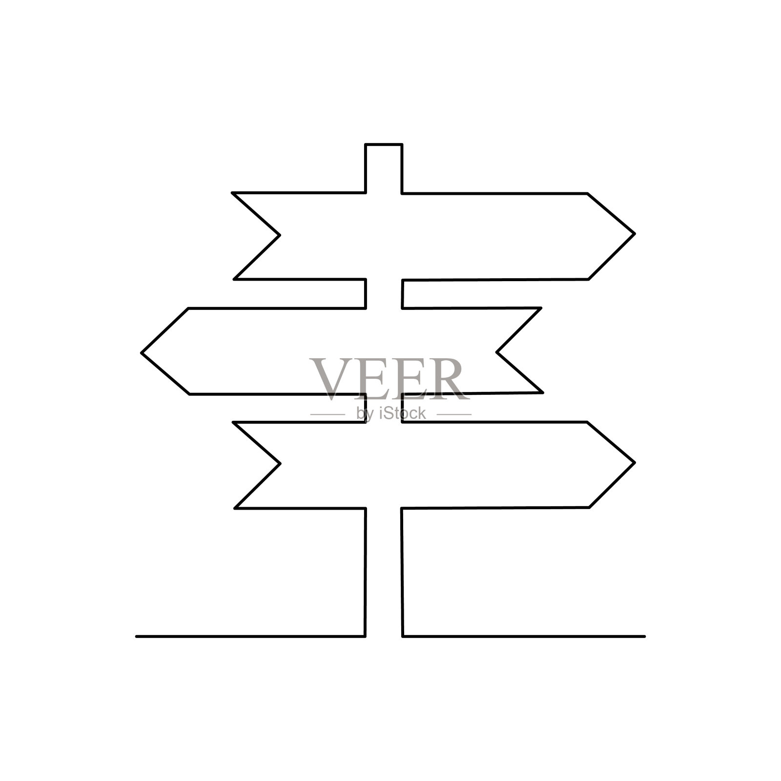 路标箭头一连续线画。设计元素图片