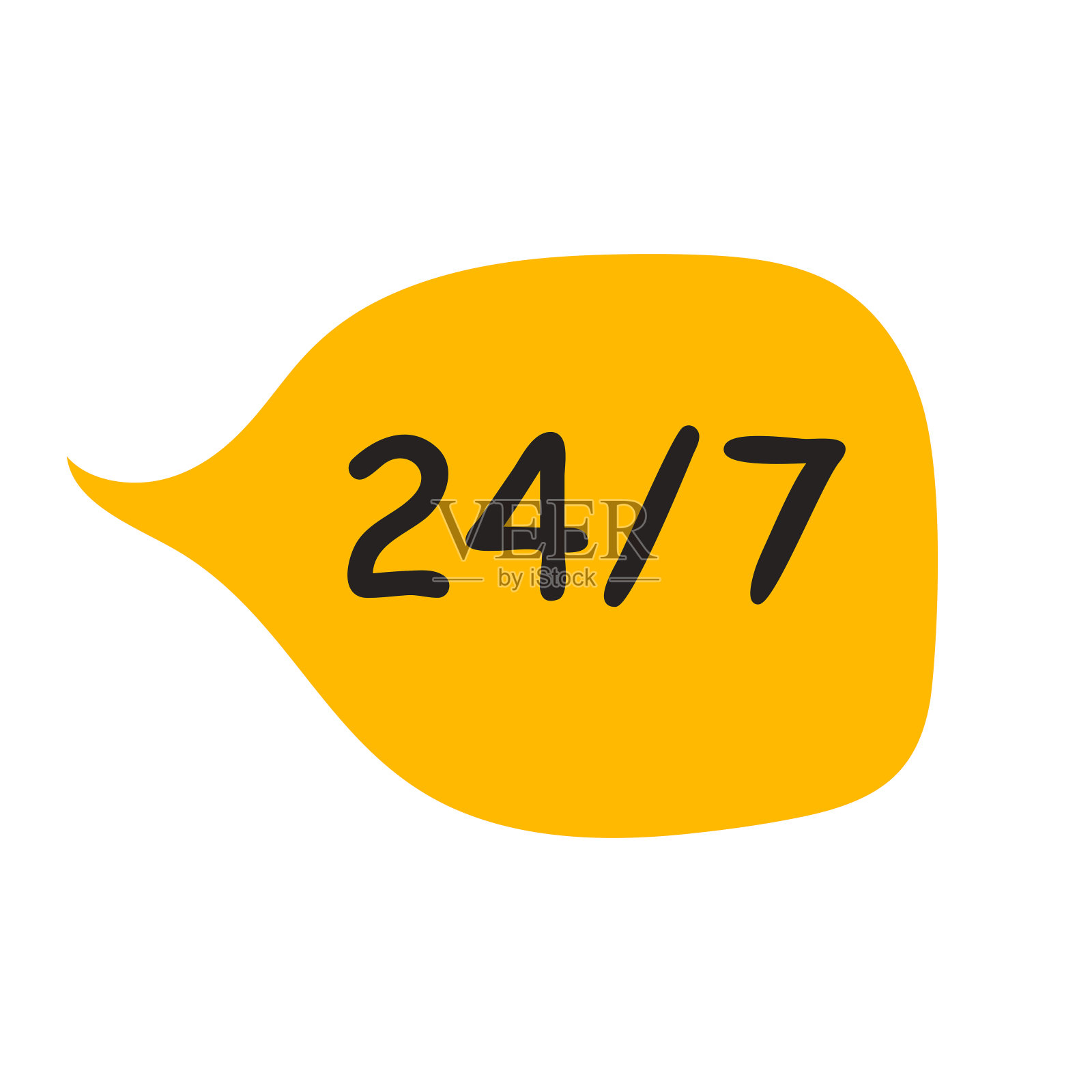 7个字的讲话泡沫。矢量插图eps10。每天24小时开放，每周7天图标24/7插画图片素材