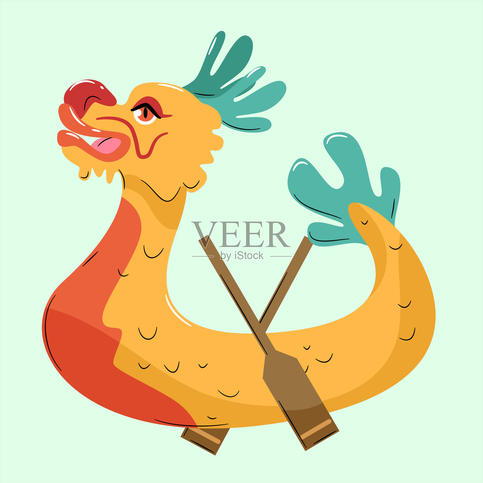 手划龙舟插画图片素材