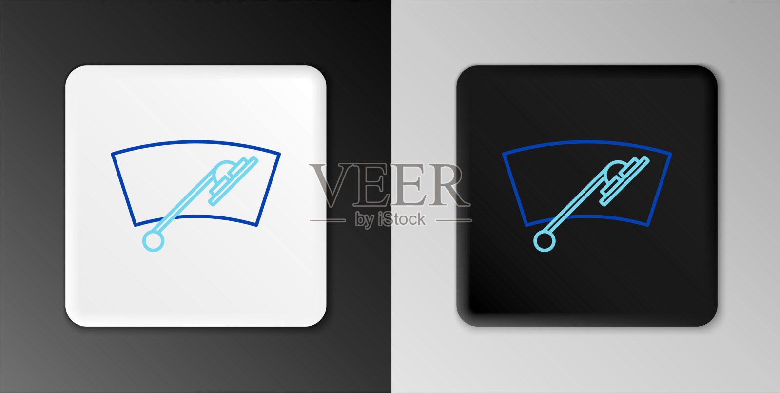 线挡风玻璃雨刷图标隔离在灰色图标素材