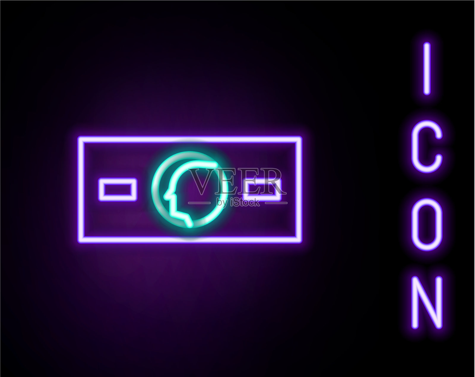 发光的霓虹灯线纸币现金图标孤立插画图片素材